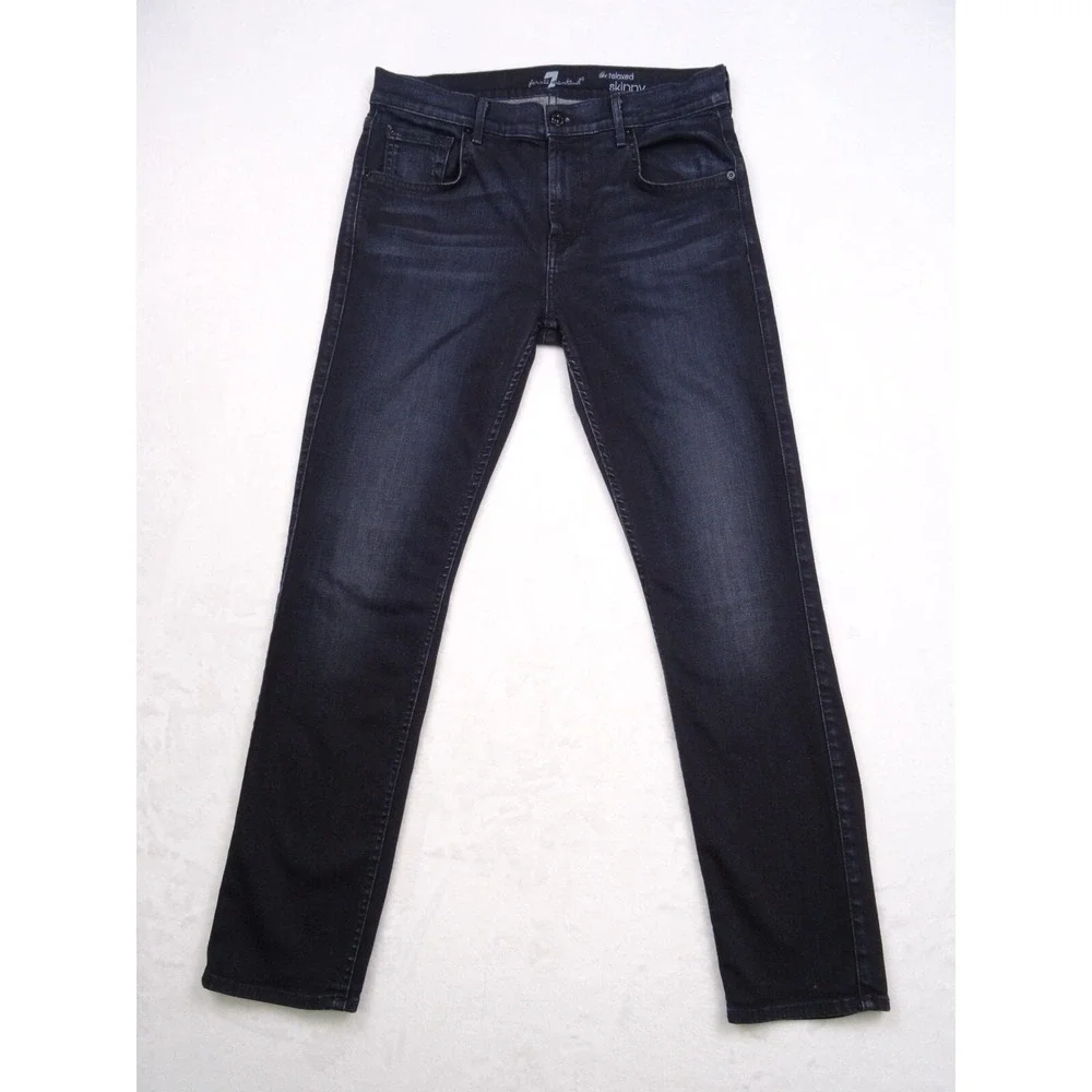 7 For All Mankind Womens Jeans Size 27 Black Denim The Relax Skinny Mid Rise‎
